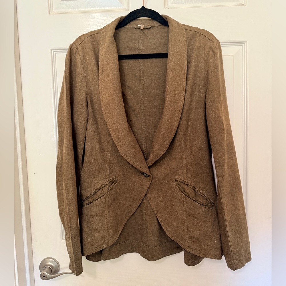 Free People Olive Linen Riding Blazer S (to M)
